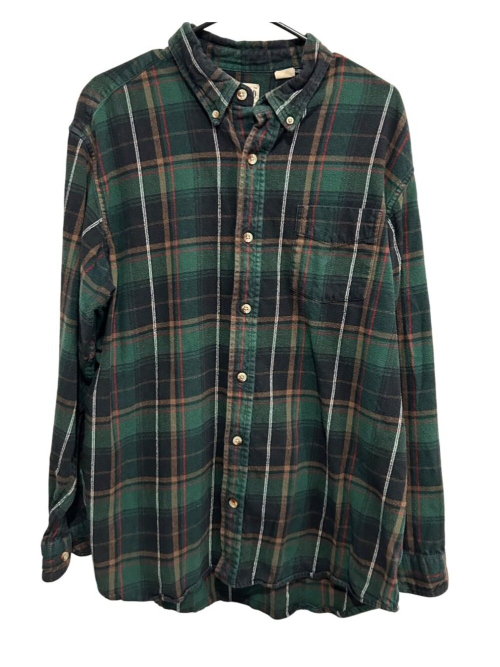 Red Head XL Plaid Button-Down Shirt Green Brown Cotton Classic Fit Outdoors